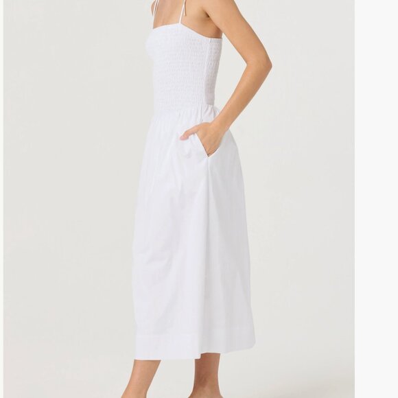 NWT ASTR the Label Drop Waist Smocked Midi Dress Medium, WHITE - Picture 8 of 9